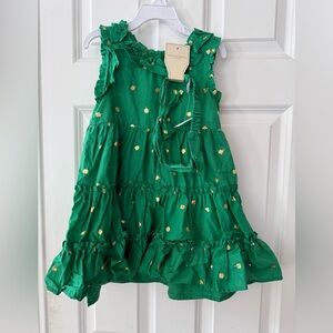 Christian Siriano St. Patrick’s Day Girls Dress 5-T with Gold shamrock Accents